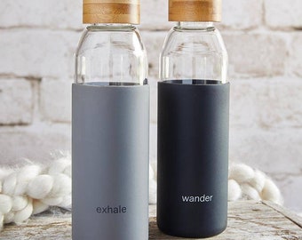 Glass Water Bottle with Bamboo Lid