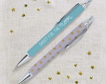 Shoot For The Moon - Two Piece Ballpoint Pen Boxed Gift Set, Refillable Ink Pen, Reusable Ballpoint, Office Supplies, Stationary Gift Set