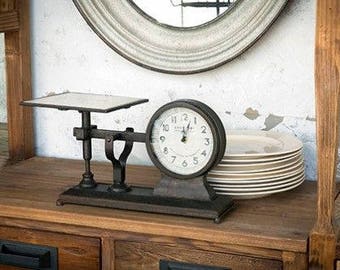 Vintage-Style Reproduction Scale with Clock