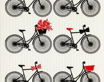 Bicycles - Swedish Cloth, Sponge, Ecofriendly Dishcloth, Reusable Paper Towel