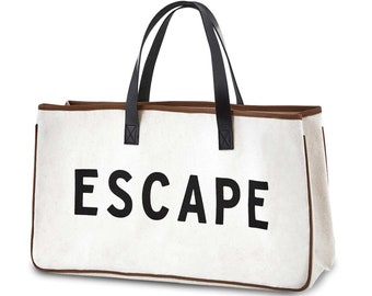 Escape - Canvas Tote Bag, Travel Tote, Weekender Bag, On The Go Tote, Carry-On Bag, Shoulder Bag