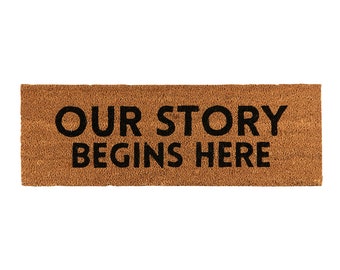 Our Story Begins Here-Doormat, Coir Doormat, Wedding Rug, Decorative Doormat