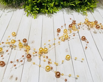 5 BEAD GARLAND - Amber and Bronze Pearl