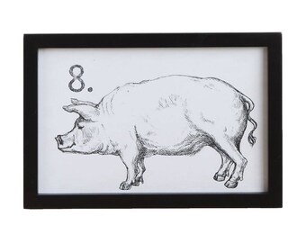 Black and White Framed Pig