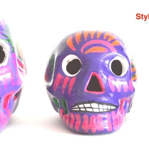Set of 3 Traditional Day of the Dead Painted Skull