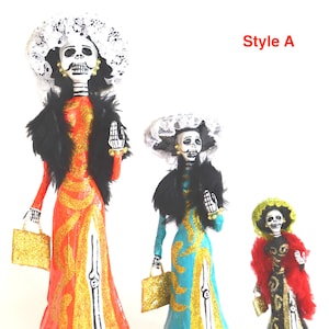 3 Papier traditionnel Mache Day of the Dead Peint Catrina différentes couleurs