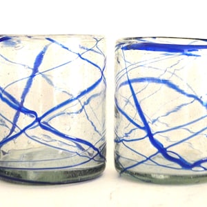 Set of 4 crazy lines handblown rocks glasses 8oz.
