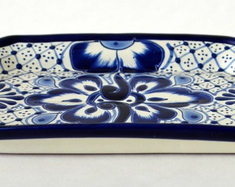 Blue hand painted talavera Serving dish