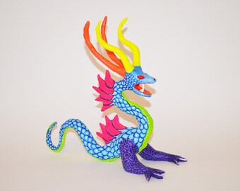 One of a kind paper mache made dragon alebrije
