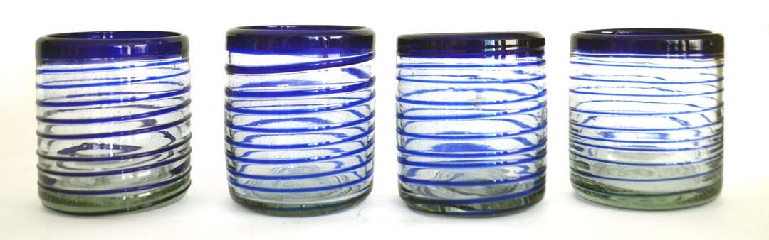 Set of 4 Spiral Handblown Rocks Glasses 8oz. - Etsy