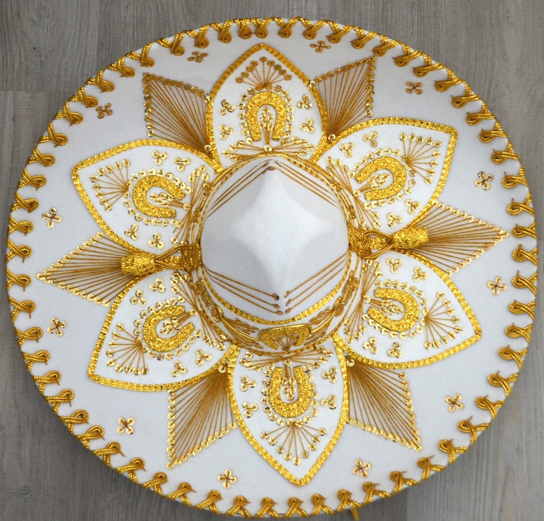 Adult Mexican Charro Hat Velvet White/Gold 600758 main image 0