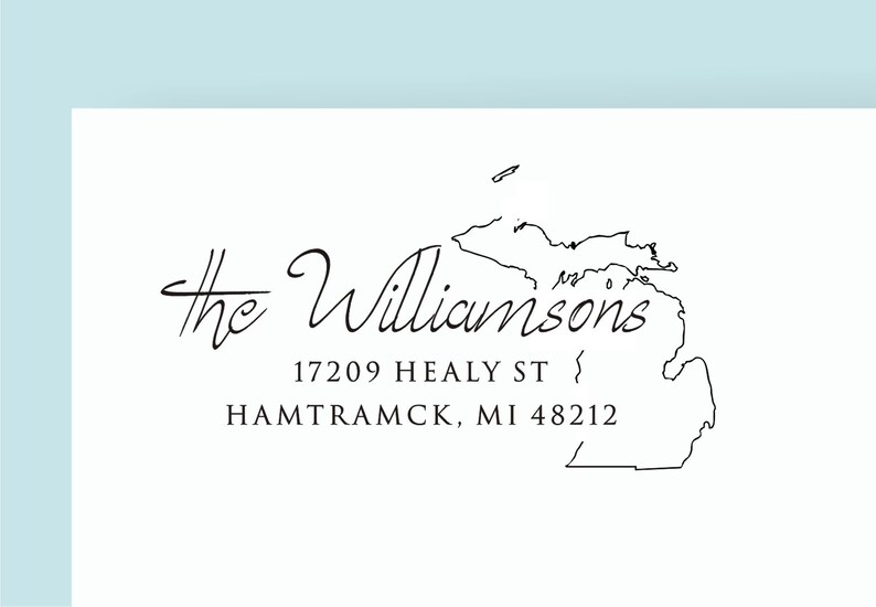State Stamp Michigan Address Stamp MI Custom Address Stamp Etsy