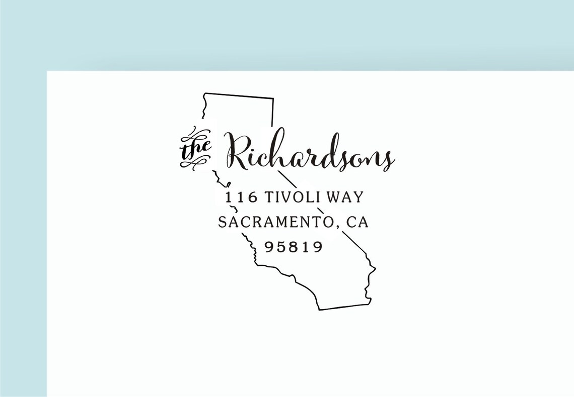 California Address Stamp State Address Stamp Custom Address Etsy