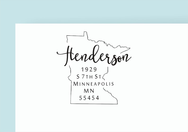 Minnesota Address Stamp State Address Stamp Custom Address Etsy