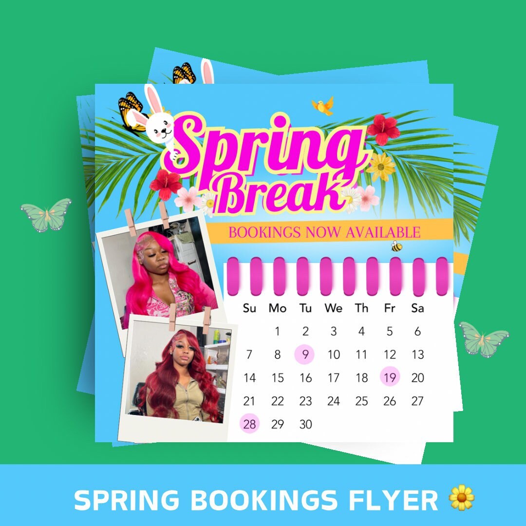 Spring Break Hair Flyer, DIY Flyer Template Design, Spring Hair