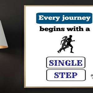 Laufdruck, Jede Reise beginnt mit einem einzigen Schritt, Digitaldruck, druckbare Kunst, inspirierendes Zitat, Wohnkultur, Jogging, Jogger Zitat