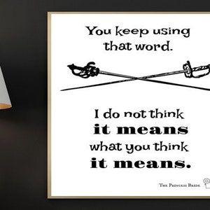 You Keep Using That Word, I Do Not Think It Means What You Think it Means, Movie Quote, Movie print, Office Decor, Typography, Printable art