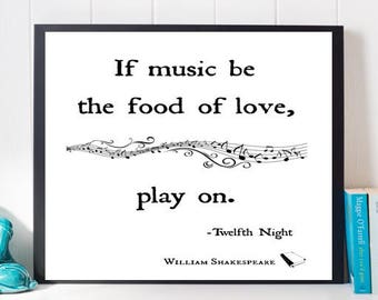 Quote Shakespeare Music Food Love Play On Framed Wall Art Print 18X24 In | UK