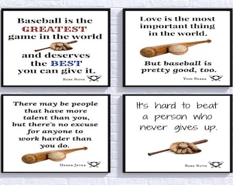 Estampas de béisbol, es difícil vencer a una persona que nunca se rinde, béisbol es bastante bueno, mejor juego, béisbol arte, impresiones digitales 4