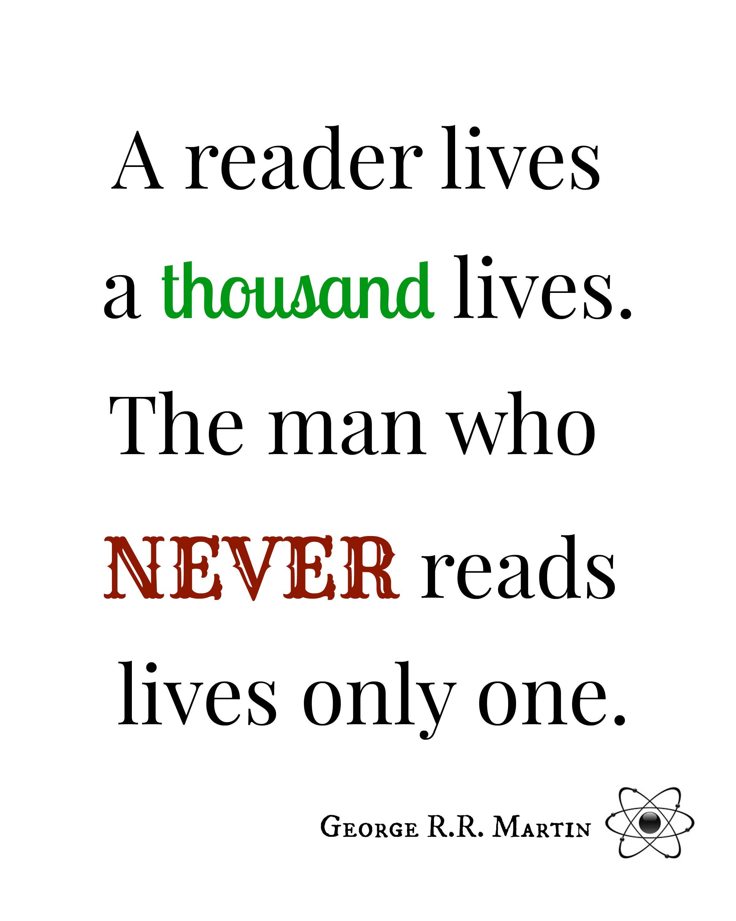 George R.R. Martin Print, A Reader Lives a Thousand Lives, Digital ...