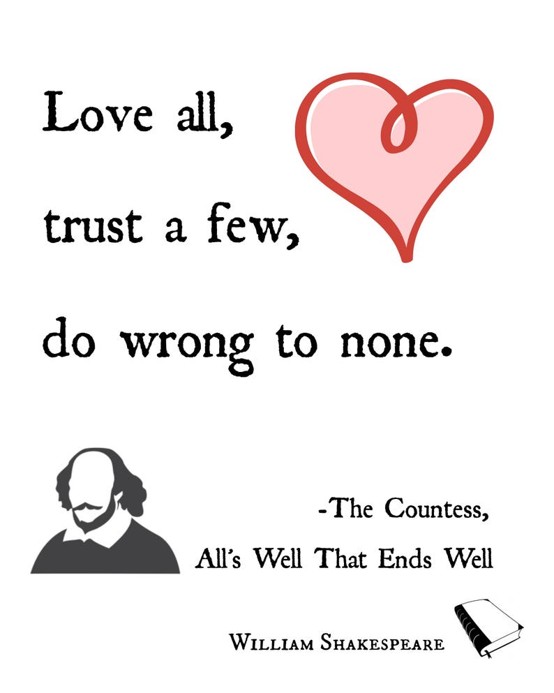 William Shakespeare Prints, Be Not Afraid of Greatness, Love All, Do Wrong to None, If Music Be the Food Of Love, Fault is not in the Stars image 3