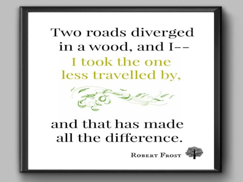 Two Roads Diverged In A Wood Vinyl Wall Decal – Inspirational Quote Sticker For Bedroom, Office, Or Kids Room (25x58 Black)