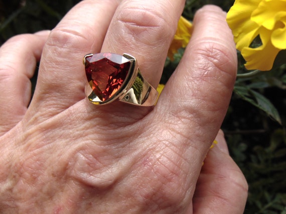 Spresseratite Garnet Ring-Garnet Ring-Trillion Cu… - image 2