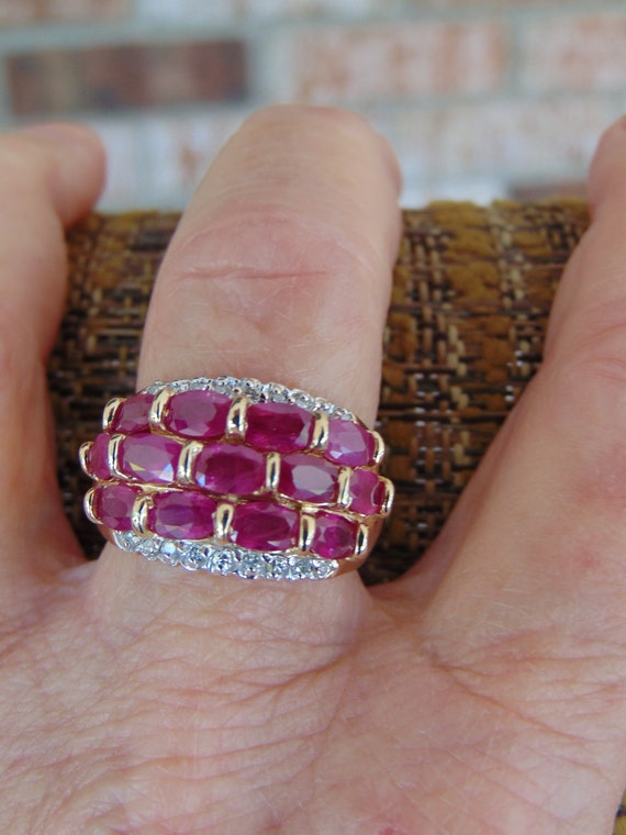 Vintage 10K Gold Ruby Diamond Ring - Size 7 1/4 - image 9