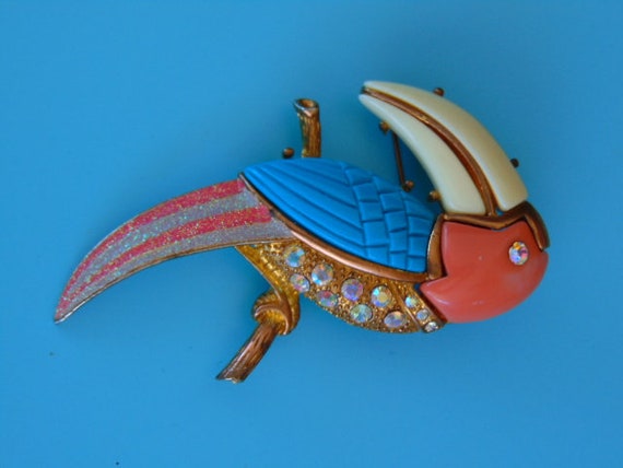 Parrot Brooch-Mid Century Modern Parrot Brooch-Vi… - image 5