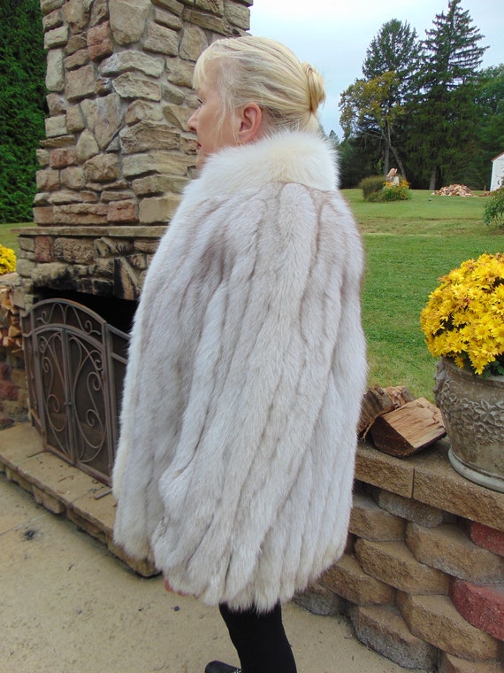 Natural Fur Fox Jacket, Blue Fox Furs, Fox Fur Jac