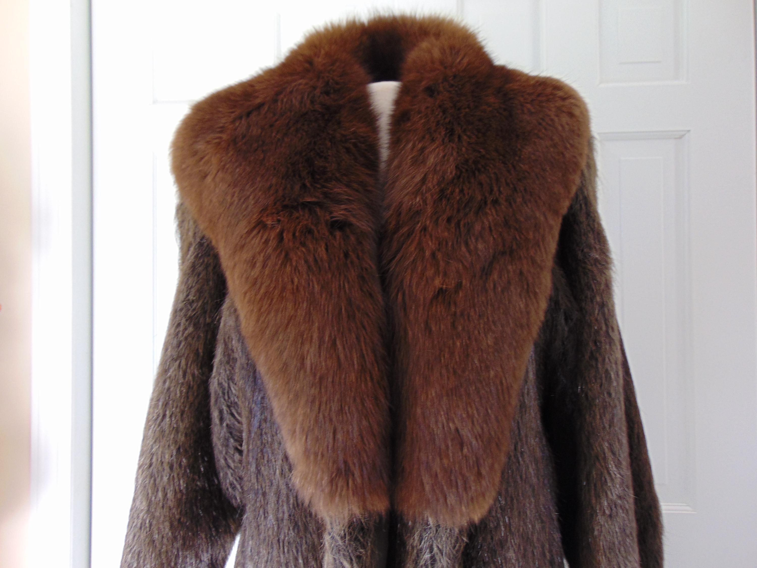 毛皮ロングコート　ヌートリア ヴィンテージ フルレングス ヌートリア ファーコート、フォックス