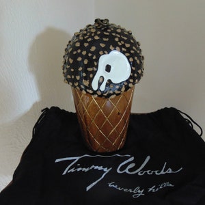 Timmy Woods Choclate Eistüte Geldbörse, Timmy Woods Geldbörse im Ruhestand, seltene Timmy Woods Nutty Buddy Cone Geldbörse, Timmy Woods Vintage Geldbörsen