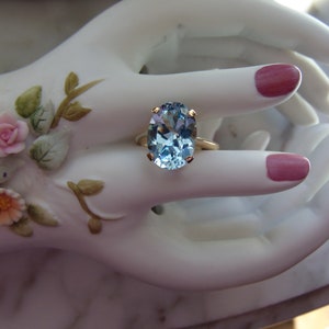 14KtYg Light Blue Topaz Oval Solitaire Ring, Estate Blue Topaz Ring, Preloved Estate Topaz Rings, Vintage Oval Blue Topaz Ring, Topaz Gifts