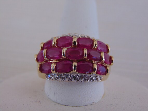 Vintage 10K Gold Ruby Diamond Ring - Size 7 1/4 - image 8