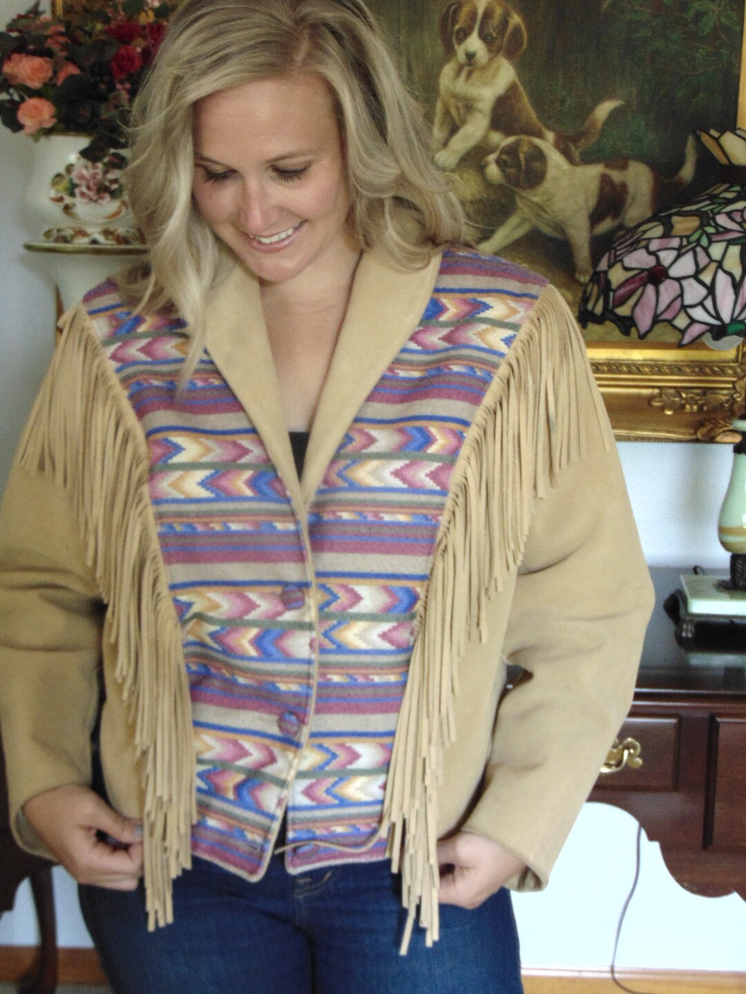 Lariat Fringe Leather Jacket for Rodeoshorse Showswestern Dances