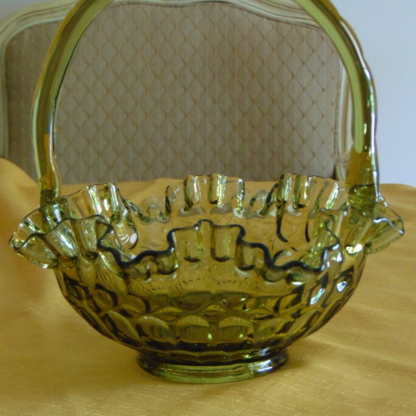 Vintage Glass Basket Etsy