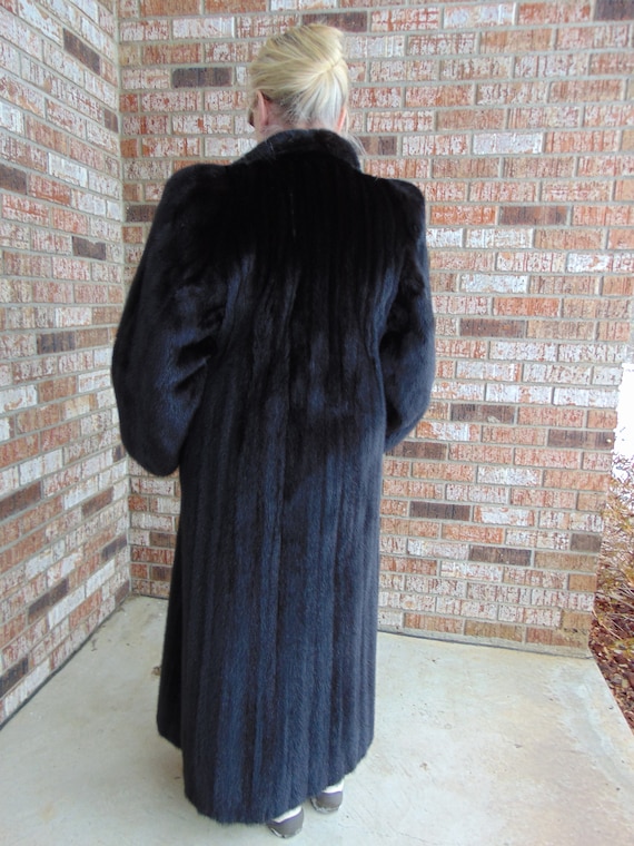 Black Ranch Mink Fur, Preloved Mink Fur Coat, Vint