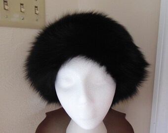 Designer Faux Fur Tie Winter Hat Beanie Hat - Pandemonium Millinery Faux Fur Boutique made in  main image 3
