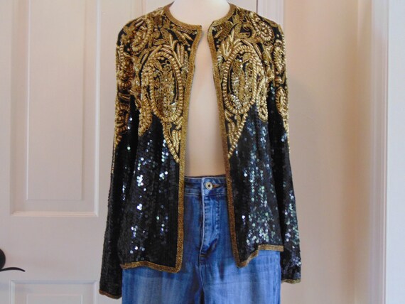 Sequin Jacket,Sequin Shrug, Sequin Coat, 80s Sequi