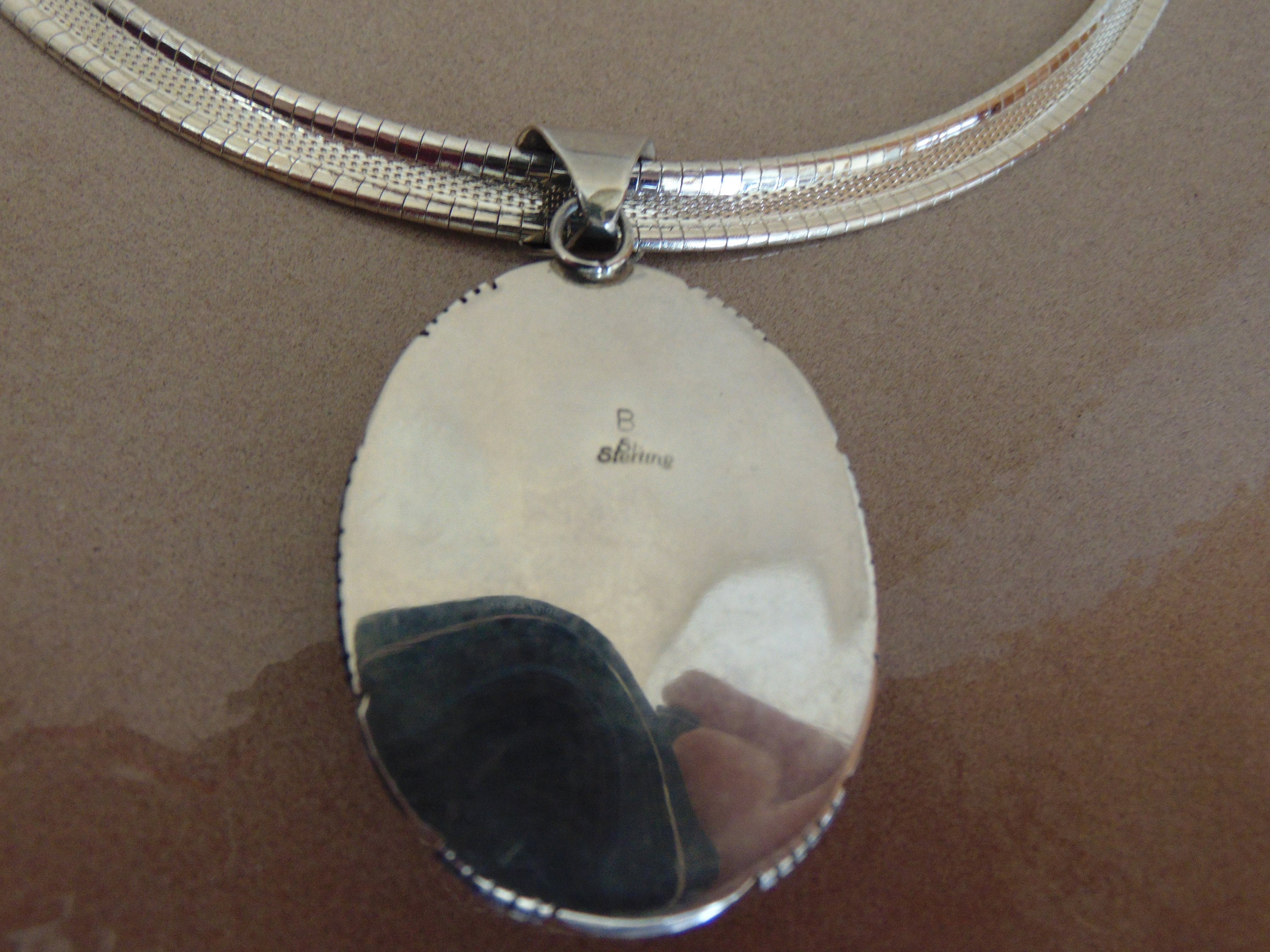 925 Sterling Silver Jasper Pendant Necklace - Western Rodeo Style image 6