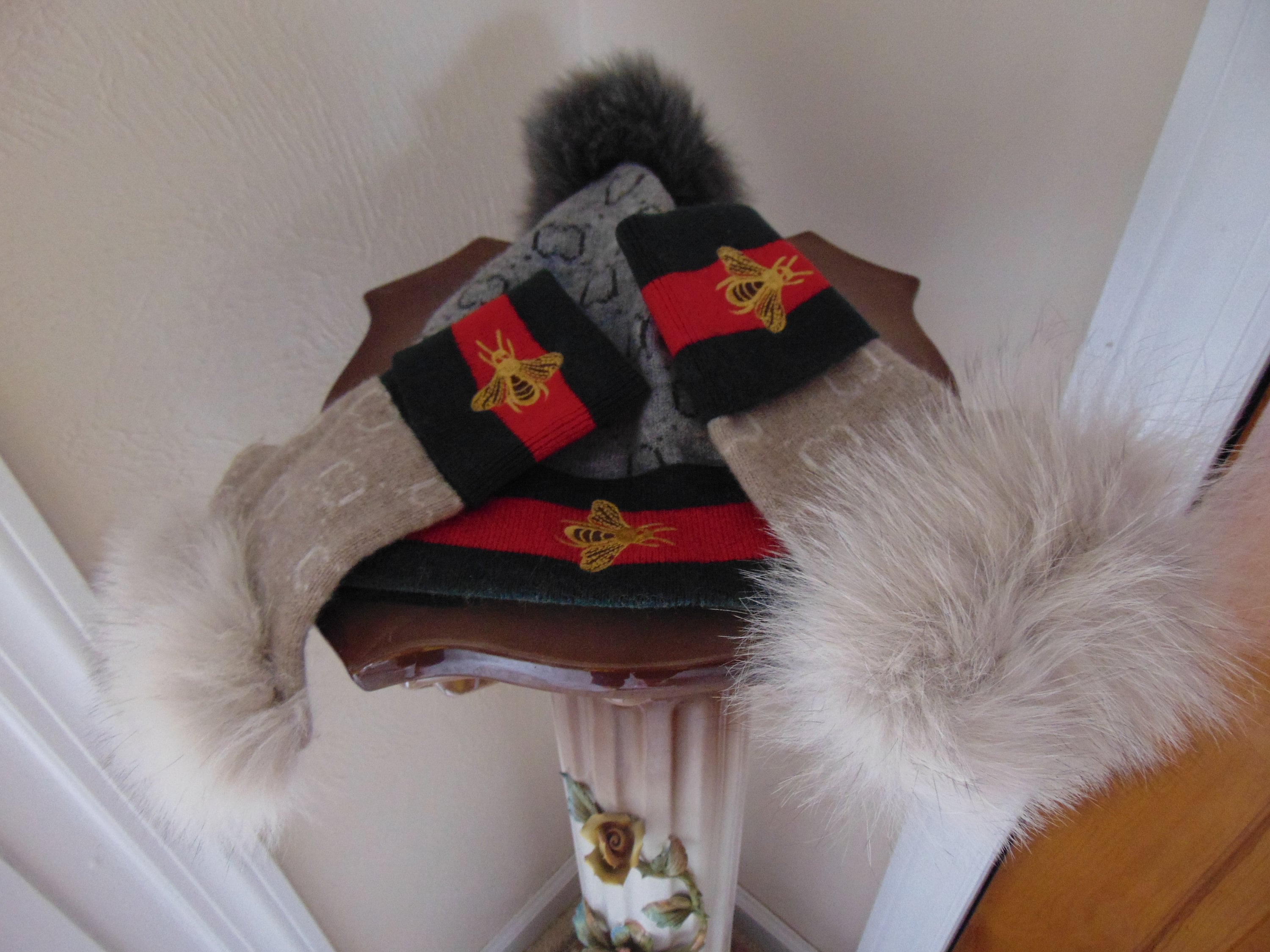 Fur Tasseled Ski Cap and Gloves Set – Girls Winter Gift