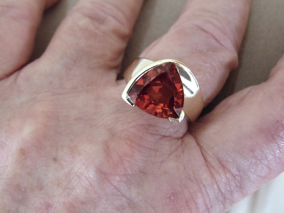 Spresseratite Garnet Ring-Garnet Ring-Trillion Cu… - image 5