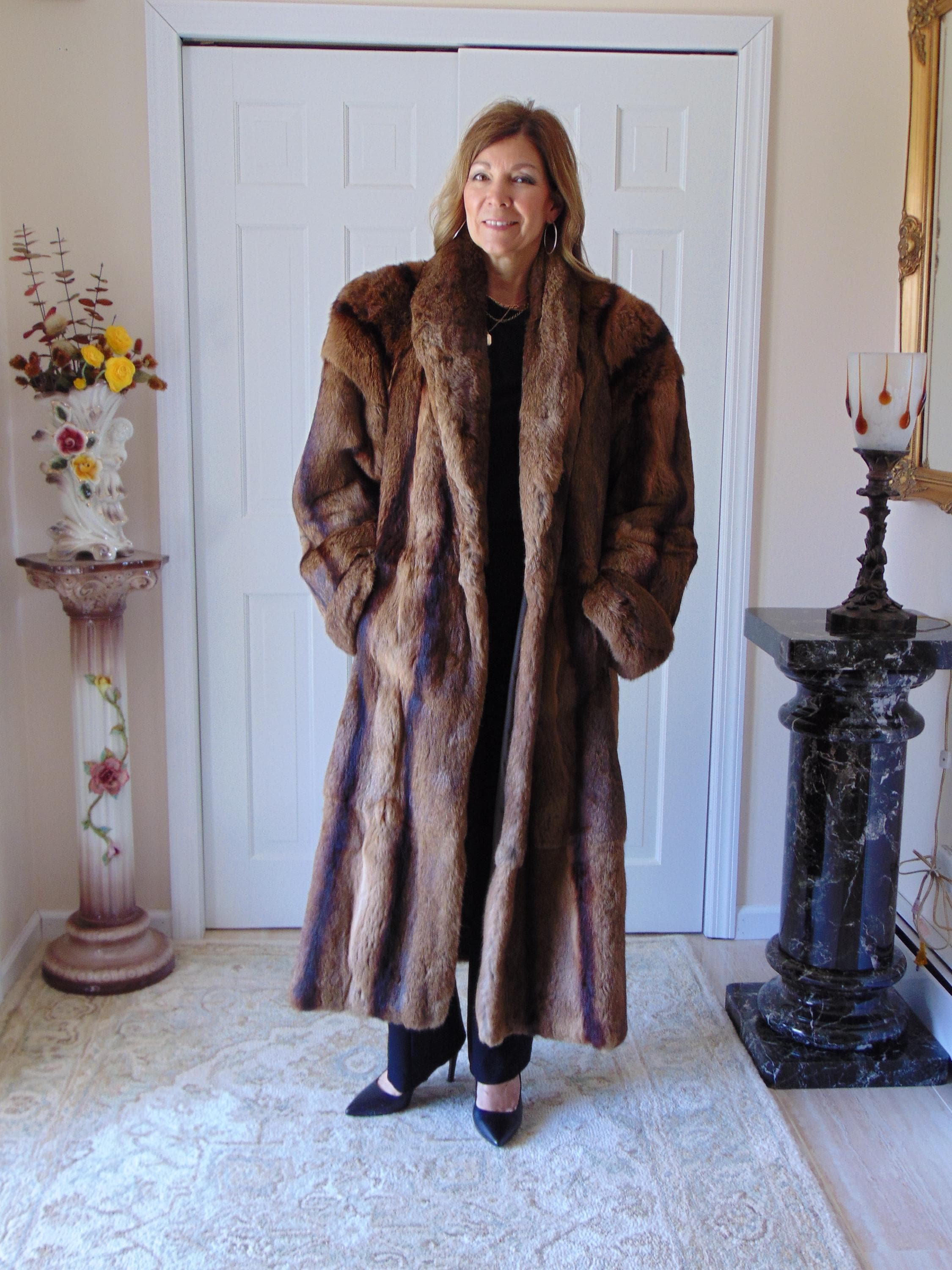 【24TH-01】Rex Like Fur Tailored Coat Grey Rex Rabbit Fur Jacket at FurSource.com