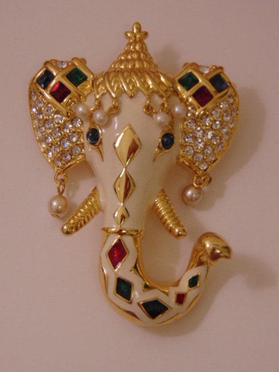 KJL Elephant Brooch-Kenneth Jay Lane Elephant Broo