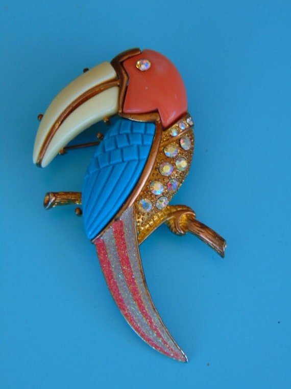 Parrot Brooch-Mid Century Modern Parrot Brooch-Vi… - image 1