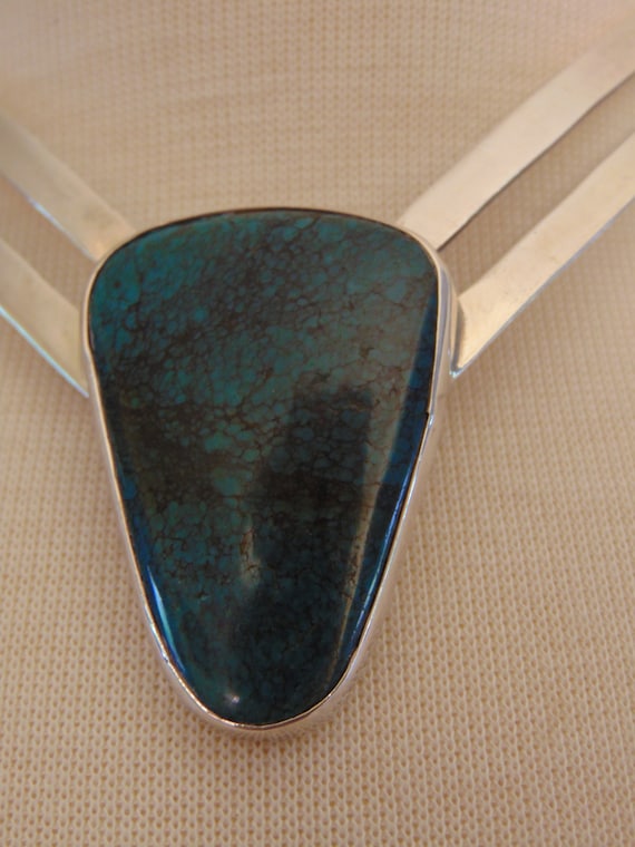 925 Sterling Silver Turquoise Choker: Southwest Western Jewelry