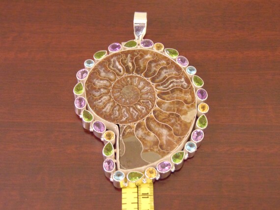 925 Silver Necklace with Ammonite Fossil and Amet… - image 10