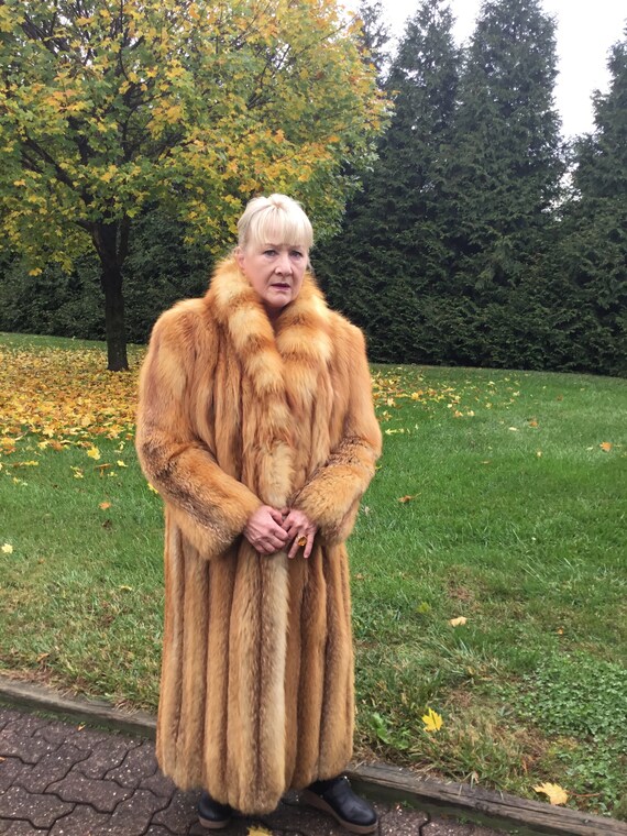 Unisex Red Fox Coat-Full Length Red Fox Coat-Ladie