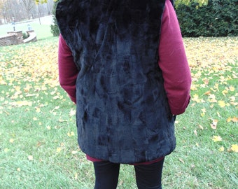 Omkeerbaar zwart nertsbontvest - luxe damesbovenkleding