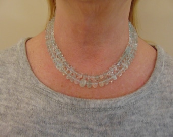 Aquamarin Halskette: 500 Karat Edelstein, Diamantverschluss, 585 Weißgold